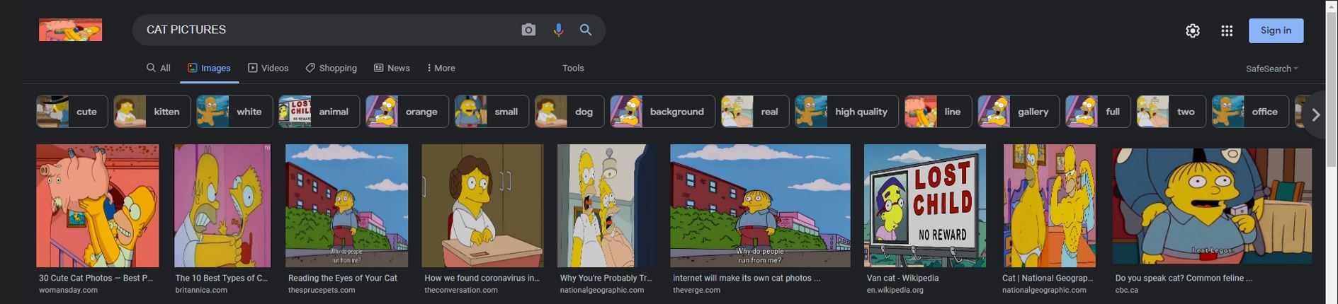 Simpsons Image Selector browser extension screenshot
